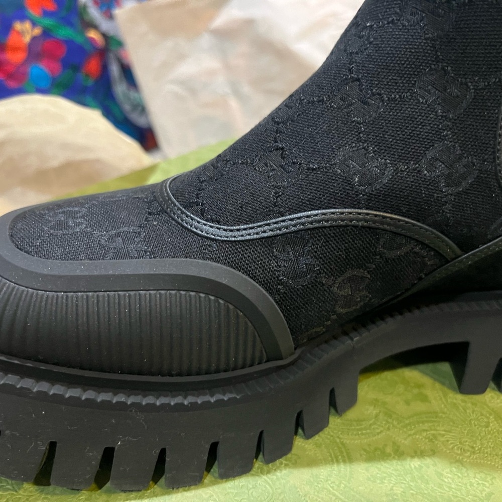 Gucci Black Textured Ankle Boots men’s 8.5 - Picture 4 of 7
